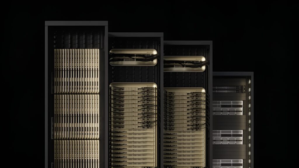 NVIDIA compute and networking racks for AI infrastructure