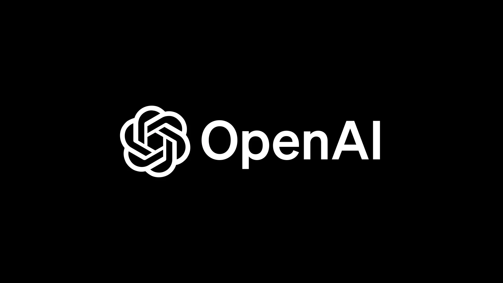 โลโก้และชื่อ OpenAI สีขาวบนพื้นดำ